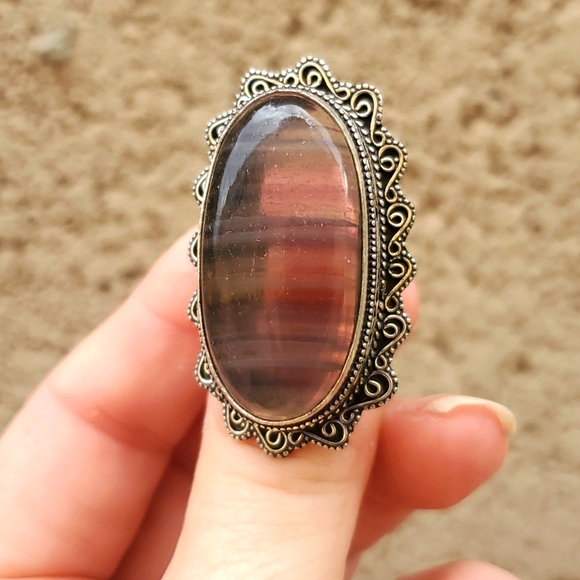 New Oversized Fluorite 925 Silver Ring. - Picture 14 of 16